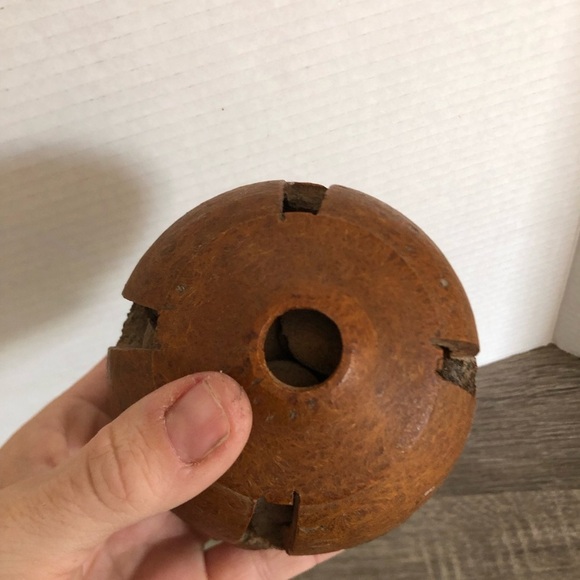 Vtg Hand Carved Wood Bell Rattle - Picture 10 of 12